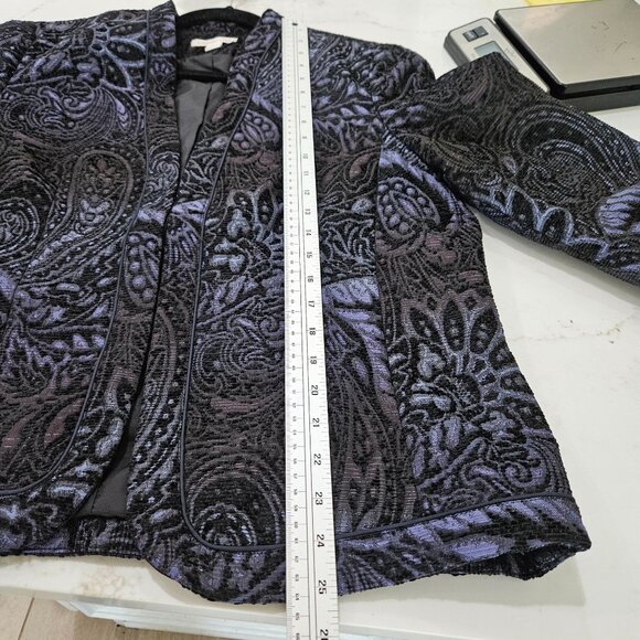 Coldwater Creek Paisley Chenille Jacket Large Tapestry Purple Shimmer Black - Picture 11 of 11